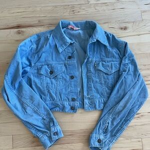 Cropped baby blue corduroy Levi’s jacket